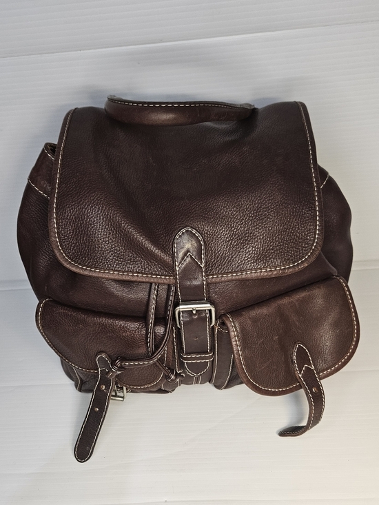 Vintage 90s J.Crew Brown Leather Backpack Purse – Minimalist Rucksack main image 15